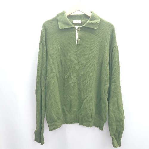 ◇ ⊇ flaner フラネ 綿 長袖 ニット サイズM カーキ メンズ E 【中古】