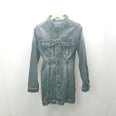 ◇ ⊇ SPIRALGIRL シャーリング加工 デニム生地 長袖 ミニ丈 ワンピース サイズF ダークグレー系 レディース E 【中古】
