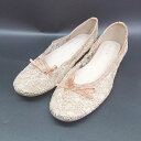 ◇ ⊂ CASITA 花柄レース リボン装飾 バレエシューズ サイズL ベージュ系 レディース E 【中古】