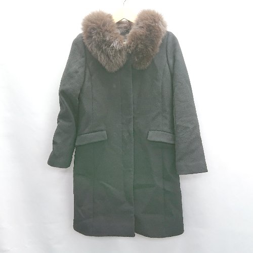 ■ ⊇ green label relaxing UNITED ARROWS ファー襟 長袖 コート サイズ36 ブラック ブラウン レディース E 【中古】