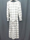 ◇ ⊂ ◎ natural couture チェック柄 長袖 ロング丈 ワンピース サイズL アイボリー グレー レディース E 【中古】