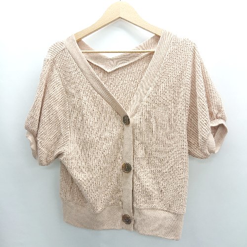 ◇ Θ Heather ヘザー 半袖 カーディガン サイズF ベージュ レディース E 【中古】