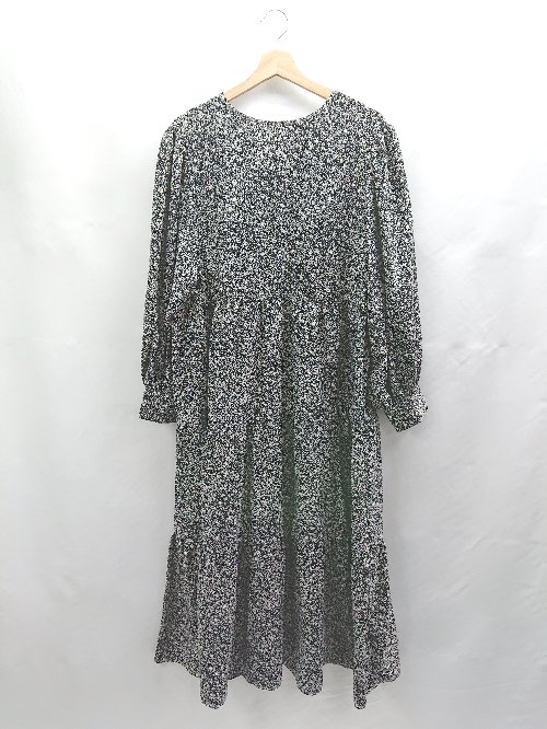 ◇ ⊂ titivate ティティベイト ボタニカル柄 長袖 ロング ワンピース サイズL ブラック レディース E 【中古】