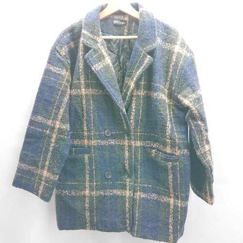 ◇ ⊇ DAY CLOSET デイ クローゼット チェック柄 長袖 コート サイズL ネイビー系 レディース E 【中古】