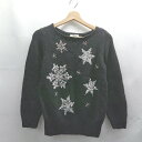 ◇ ⊇ jines ジネス 雪デザイン 長袖 ニットセーター サイズ表記なし ブラック系 レディース E 【中古】