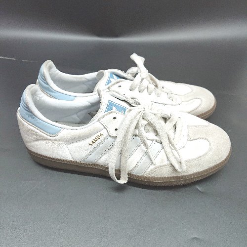 ◇ Θ adidas アディダス カジュアル シューズ サイズ25 ホワイトブルー系 メンズレディース E 【中古】