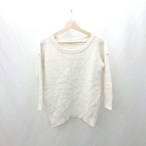 ◇ ⊇ Le souk ルスーク スパンコール 長袖 ニット サイズ38 ホワイト レディース E 【中古】