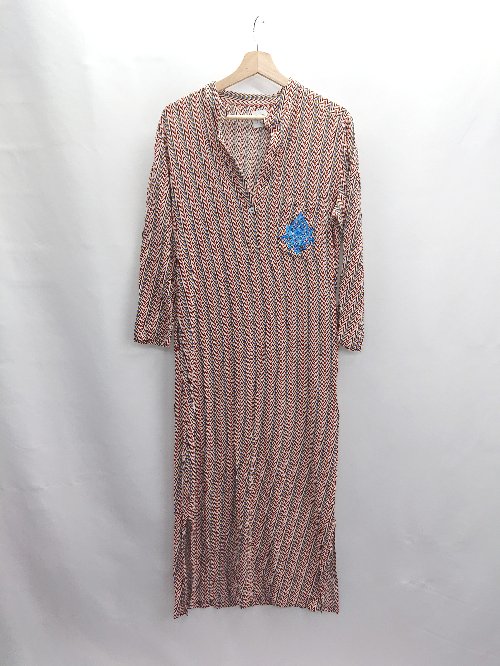 ◇ ⊂ OWL MARRAKECH 総柄 長袖 ロング ワンピース サイズ表記なし レッド ブラウン レディース E 【中古】