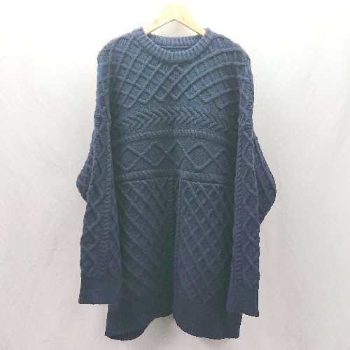 ◇ ⊇ select MOCA セレクト モカ ミドルゲージ オーバーサイズ 長袖 ニット サイズF ネイビー レディー..