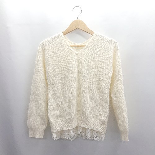 ◇ ⊇ any SiS エニィスィス ウール、アンゴラ混合 レース ミドルゲージ 長袖 ニット サイズ2 アイボリー レディース E 【中古】