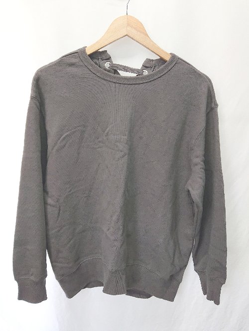 ◇ ⊇ merlot メルロー バックレースアップ 長袖 トレーナー　カットソー サイズ表記なし チャコールグレー レディース E 【中古】