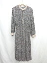◇ ⊇ w closet ダブルクローゼット 花柄 長袖 ロング ワンピース サイズM ブラック系 レディース E 【中古】