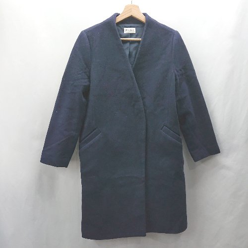 ◇ ⊇ PLST プラステ ノーカラー 長袖 コート サイズM ネイビー レディース E 【中古】