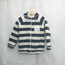 ◇ ⊇ Roxy ロキシー キッズ ボーダー柄 長袖 ボアパーカー サイズ140 ネイビー系 レディース メンズ E 【中古】