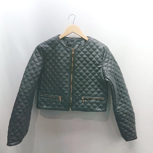 ZARA ショートキルティングフェイクレザージャケット S - メルカリ