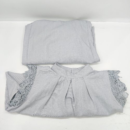 ◇ ⊂ ELENCAREDUE ハイネック レース袖 ウエストゴム ブラウス パンツ セットアップ サイズF ライトグレー系 レディース E 【中古】