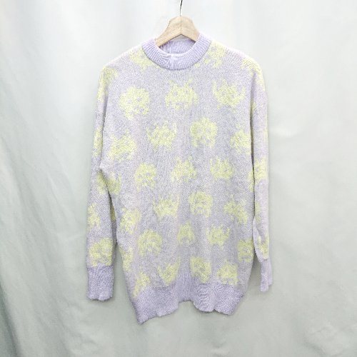 ◇ ⊇ ◎●未使用● ZARA ザラ SPACEINVADERS 総柄 長袖 ニット サイズS ラベンダー イエロー系 レディース E 【中古】