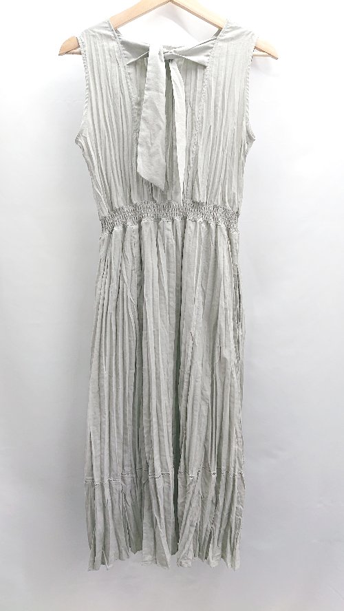 ◇ ⊂ Feroux フェルゥ プリーツ加工 ノースリーブ ロング ワンピース サイズ2 ライトカーキ レディース E 【中古】