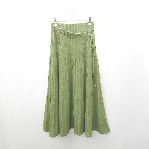 ◇ Θ Mila Owen ミラオーウェン ウエストゴム コットン100% ロング フレアー スカート サイズ1 グリーン レディース E 【中古】