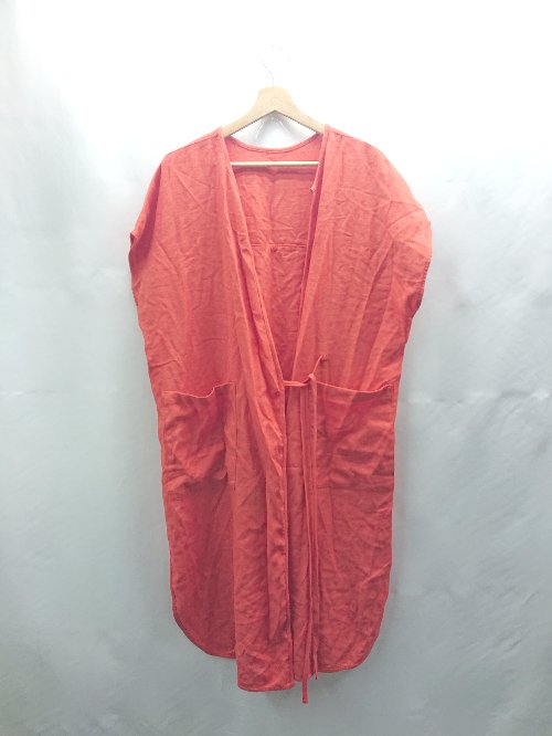 ◇ Θ KBF ケービーエフ URBAN RESEARCH リネン系 半袖 ロングカーディガン サイズOne レッド系 レディース E 【中古】(4)