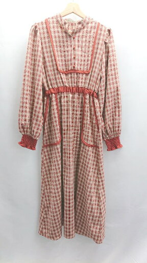 ◇ ⊂ kutir チェック 長袖 ロング ワンピース サイズM レッド レディース E 【中古】 ◇ ⊂ kutir チェック 長袖 ロング ワンピース サイズM レッド レディース E 【中古】