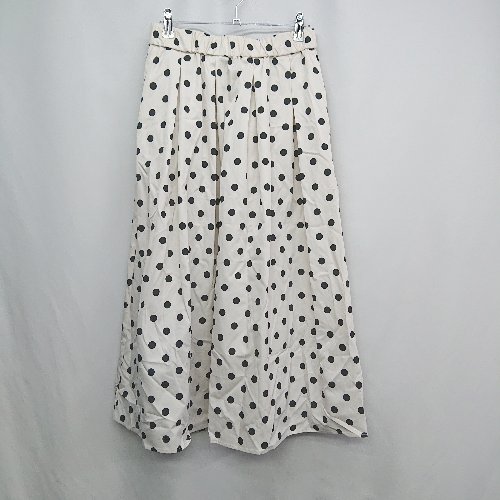 ◇ ⊂ cucux ククス ドット柄　ウエストゴム ロング丈 フレア スカート サイズM アイボリー ブラック レディース E 【中古】