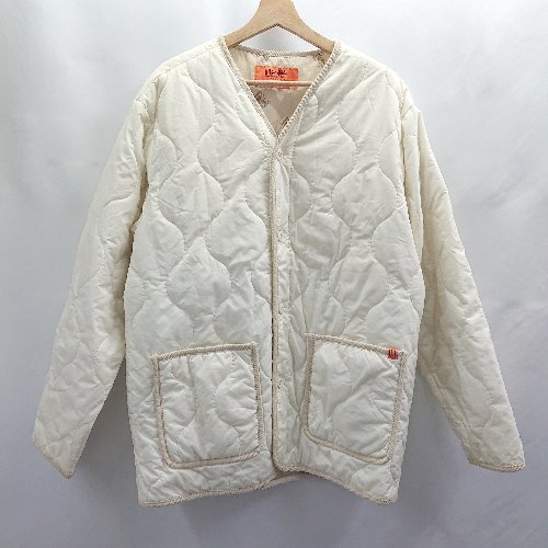 ◇ ⊇ UNIVERSAL OVERALL ノーカラー 長袖 キルティング生地 サイズ表記なし オフホワイト レディース E ..