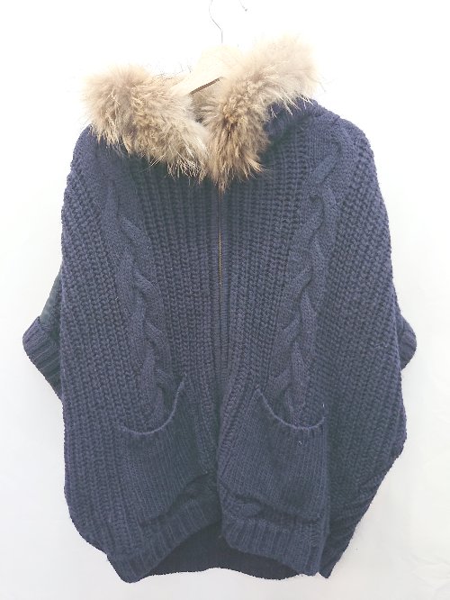 ■ ⊆ OPAQUE.CLIP オペークドットクリップ アルパカ ニット 長袖 ブルゾン サイズM ネイビー レディース..