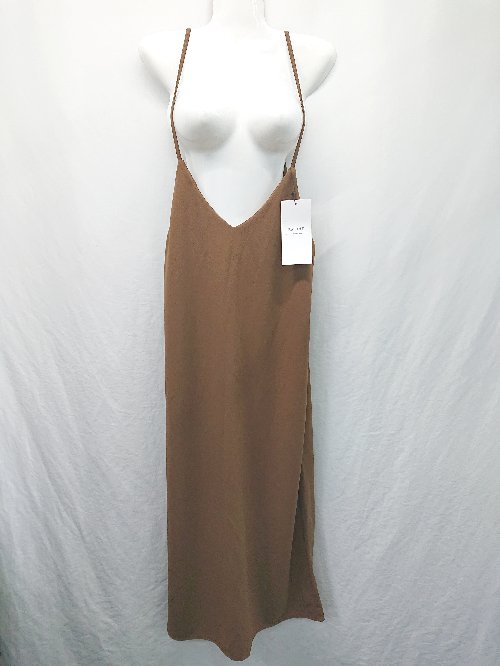 ◇ ◎　●未使用●　Θ Re:EDIT リエディ スリット ロング丈 キャミソール　ワンピース サイズL ブラウン レ..