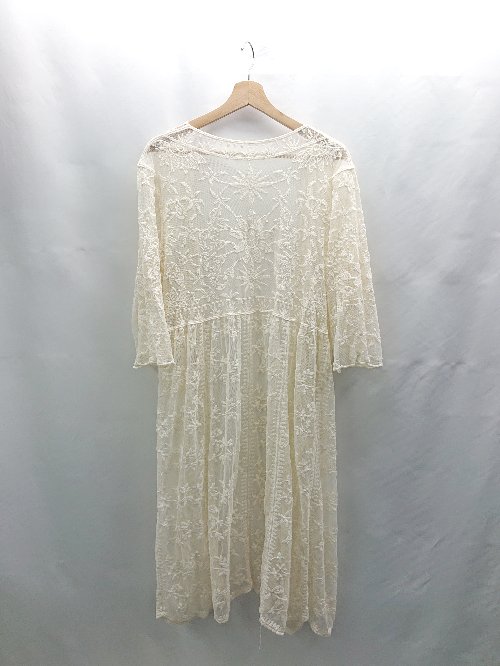 フクワウチの◇ ⊂ PAGEBOY ページボーイ シアー レース 長袖 ガウン サイズF アイボリー系 レディース E 【中古】｜アングル2