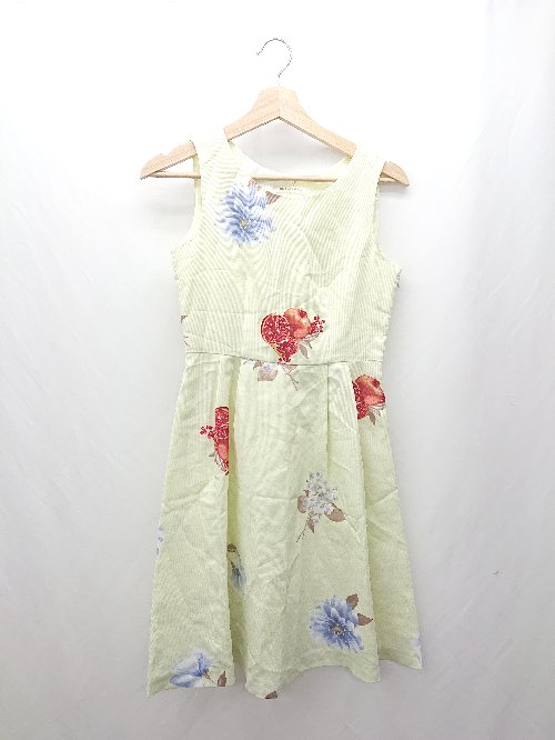 ◇ ◎●未使用● ⊂ BE RADIANCE ビーラディエンス 総柄 ミニ丈 ワンピース サイズF ライトグリーン系 レディース E 【中古】