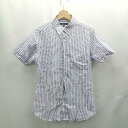 ◇ ⊂ UNITED ARROWS ユナイテッドアローズ ストライプ柄 半袖 シャツ サイズM ブルー系 メンズ E 【中古】(4)