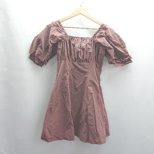 ◇ ⊂ one after another NICE CLAUP バックレース 半袖 ミニ丈 ワンピース サイズF ローズ系 レディース E 【中古】