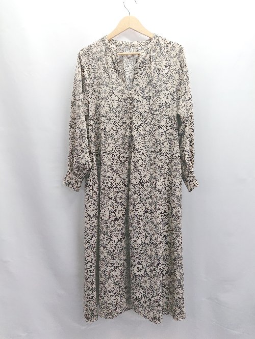 ◇ ⊂ URBAN RESEARCH 花柄 長袖 ロング ワンピース サイズF ベージュ レディース E 【中古】