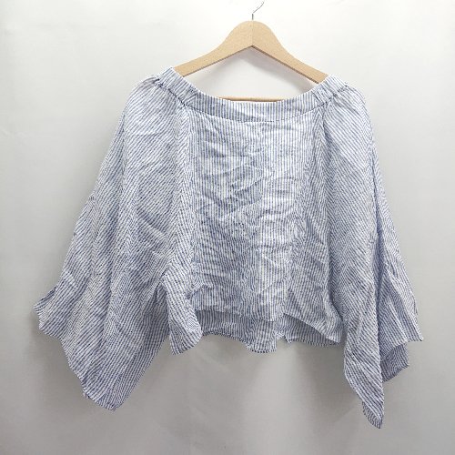 ◇ ⊂ Spick & Span スピック アンド スパン ストライプ柄 七分袖 ブラウス サイズF ブルー系 レディース E 【中古】