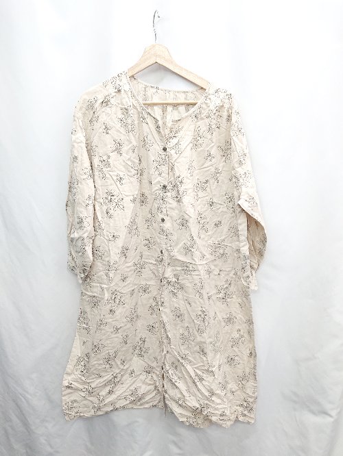 ◇ ⊂ le coeur blanc ルクールブラン 長袖 膝下 ワンピース サイズF ベージュ レディース E 【中古】