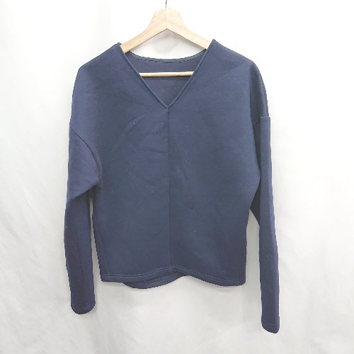 ◇ ⊇ ur's ユアーズ ボンディング風 長袖 カットソー サイズM ネイビー レディース E 【中古】