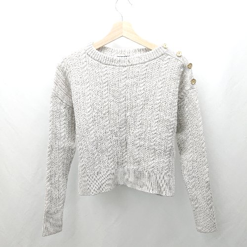 ◇ ⊇ 23区 ニジュウサンク ミドルゲージ ウール100% 長袖 ニット サイズ38 アイボリー レディース E 【..