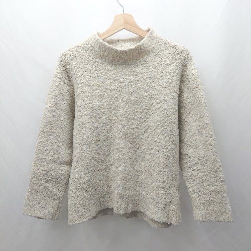 ◇ ⊇ nano universe ナノ ユニバース ミドルゲージ 長袖 ニット サイズF オフホワイト レディース E 【..