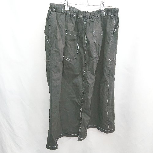 ◇ PUNYUS ホワイトスティッチ　伸縮性　カジュアル　春向け ロング丈 フレア スカート サイズ4 ブラック系 レディース E 【中古】(4)