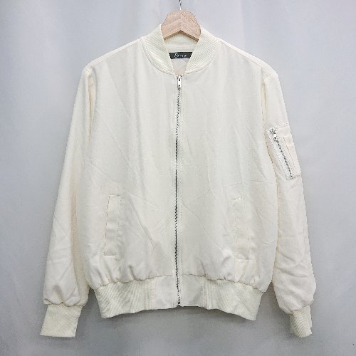 ◇ ⊂ &by P&D シンプル ベーシック MA-1風 長袖 ブルゾン サイズM ホワイト系 レディース E 【中古】