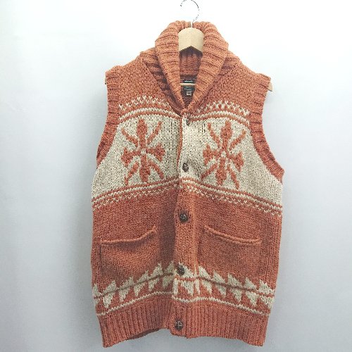 ◇ ⊇ niko and … ニコアンド ノルディック柄 ミドルゲージ ニット ベスト サイズ4 テラコッタ レディース メンズ E 【中古】