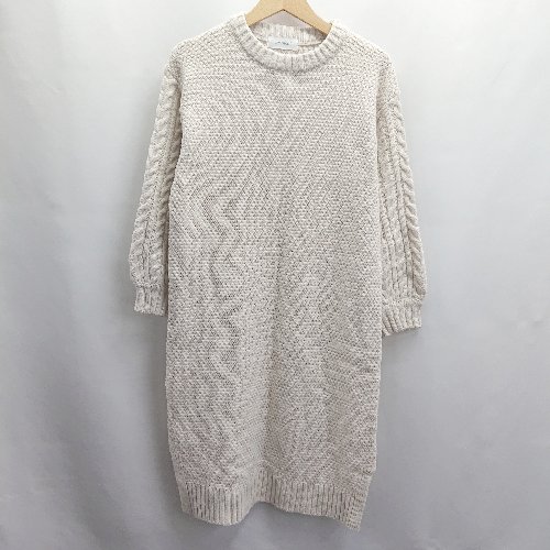 ◇ ⊇ Simplicite シンプリシテェ ミドルゲージ 長袖 ひざ下丈 ニットワンピース サイズ表記なし アイボ..