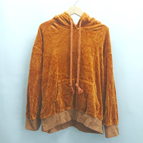 ◇ ⊇ CASPER JOHN AIVER ベロア風 長袖 フーディ サイズM オレンジ系 レディース E 【中古】