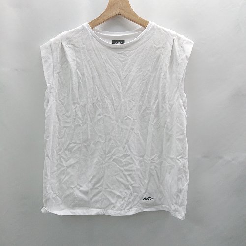 ◇ ⊂ WTW ブランドロゴ刺繡 タンクトップ サイズF ホワイトブラック レディース メンズ E 【中古】