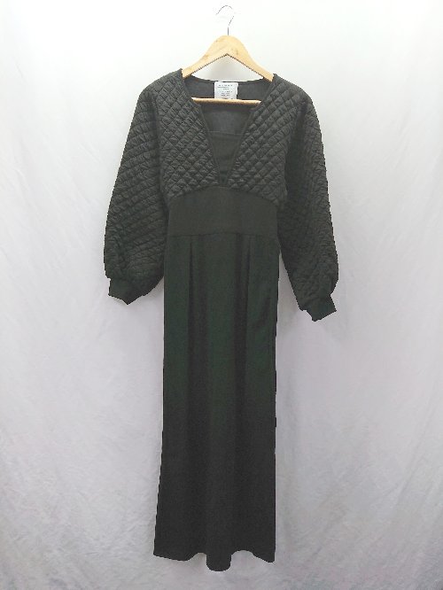 ◇ ⊇ NEUNA ヌナ 無地 長袖 ロング丈 ワンピース サイズF ブラック系 レディース E 【中古】