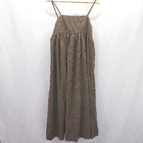◇ ⊂◎未使用● titivateティティベイト チェック柄　キャミソール ロング丈 ワンピース サイズM ブラウン..