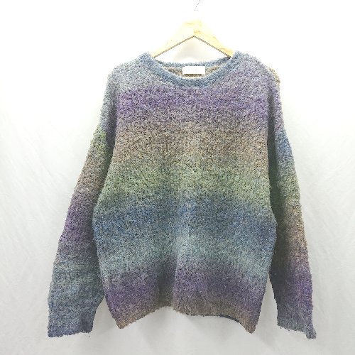◇ ⊇ select MOCA セレクト モカ マルチカラー ローゲージ 長袖 ニット サイズF ブルー パープル グリー..