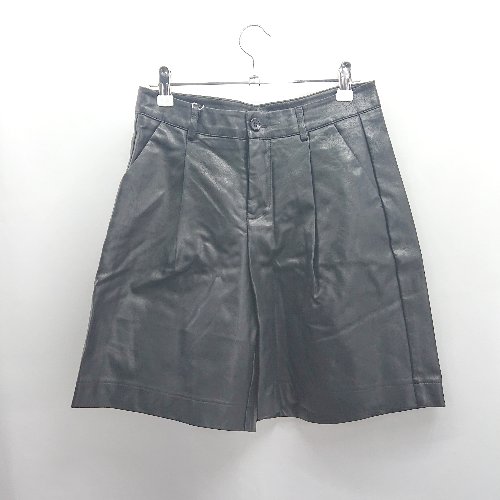 ◇ Θ◎●未使用● MAISON DE THERESE フェイクレザー ショートパンツ ハーフパンツ サイズL ブラック レディース E 【中古】
