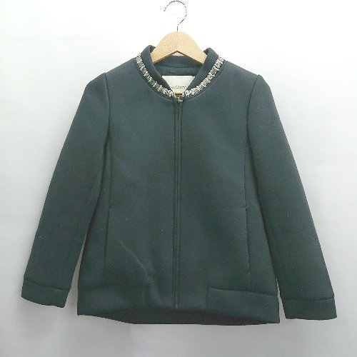 ◇ ⊇ Jewel Changes ジュエルチェンジズ 襟元ビジューデザイン 長袖 パーカー サイズ38 ブラック系 レディース E 【中古】(4)